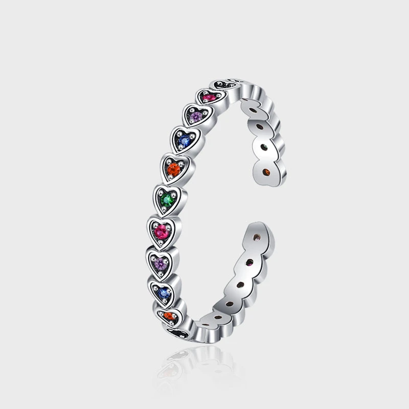 KADIPPAR/卡地派 925银合成锆石戒指 彩虹锆石爱心戒指 KDP1267