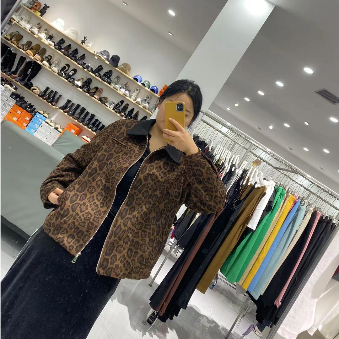 68132时尚百搭网红休闲加厚秋冬豹纹外套