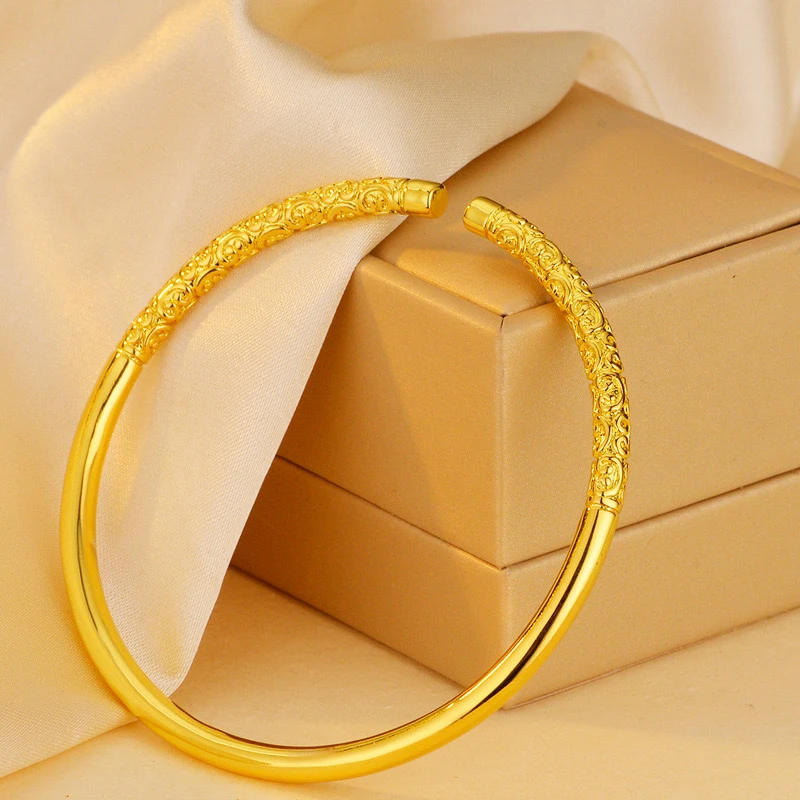 铜合金手镯 （4N金箍棒开口手镯)女款潮流时尚