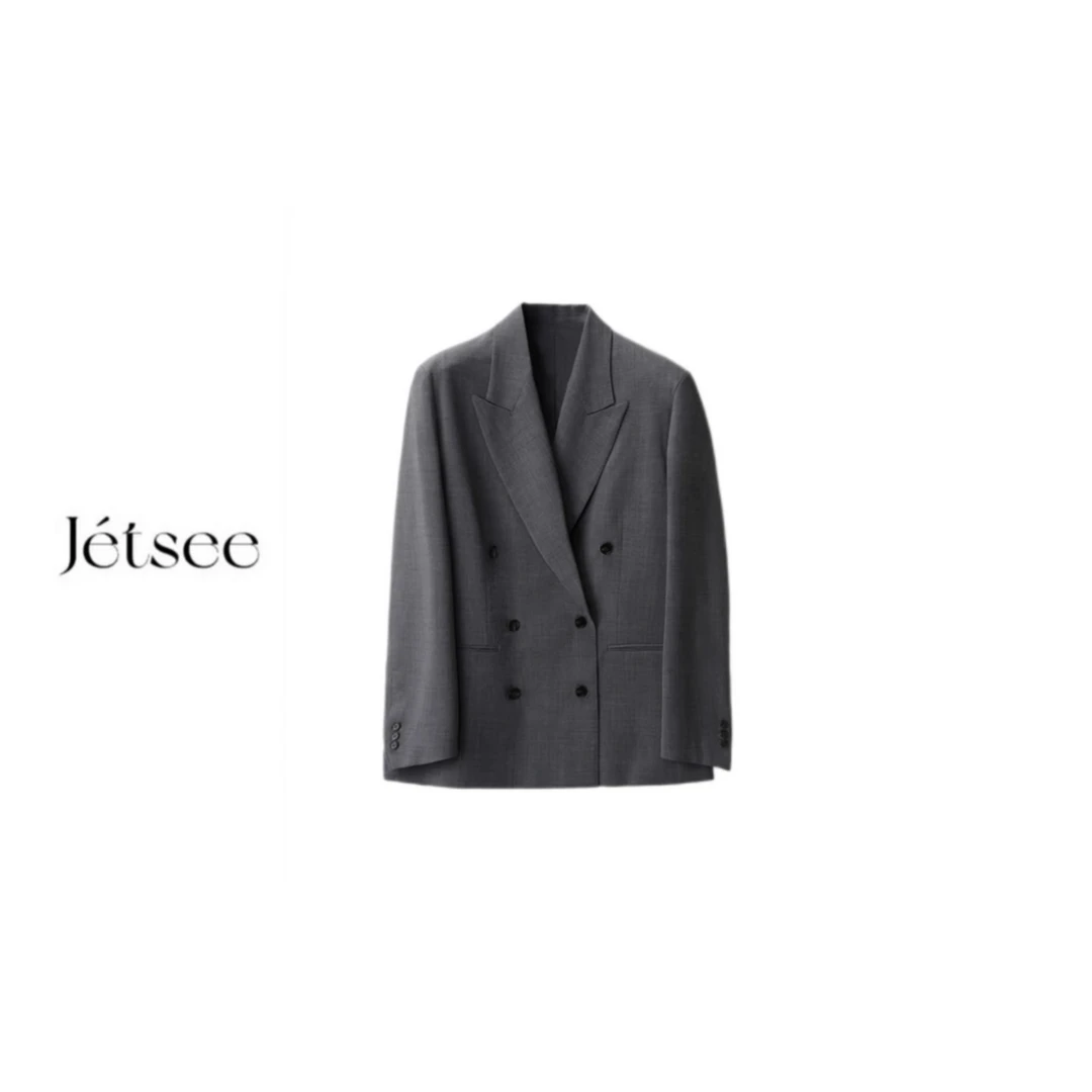 格雷系男友灰阔版西服外套W10892