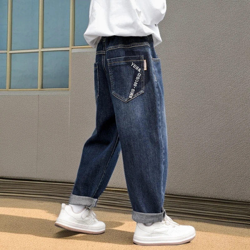 【刺绣字母牛仔裤】童装男童牛仔裤春秋款2025新款中大童百搭长裤潮