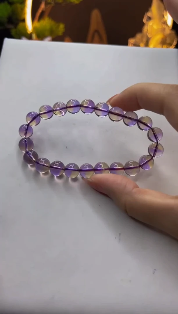 【闪购商品】水晶手链未镶嵌天然紫黄水晶圆珠手串8mm+