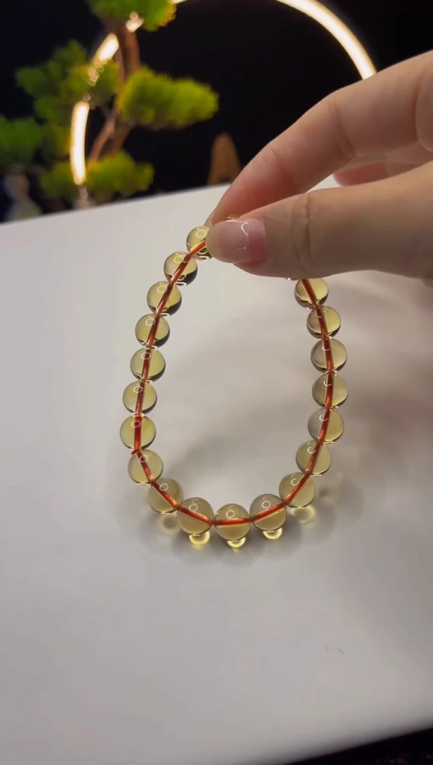 【闪购商品】黄晶手串未镶嵌天然巴西黄水晶手串8mm+