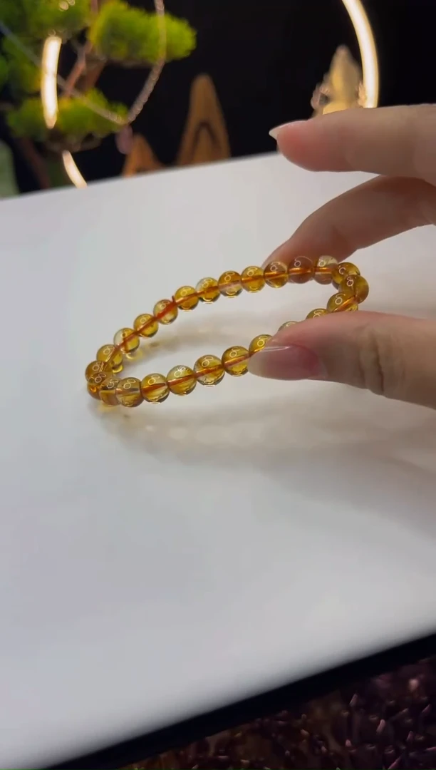 【闪购商品】黄晶手串未镶嵌天然暴力黄水晶手串7mm