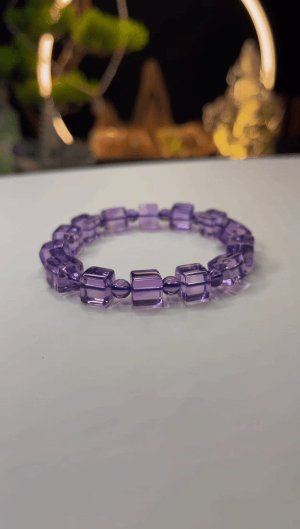 【闪购商品】紫晶手串未镶嵌天然紫水晶方糖手串8mm