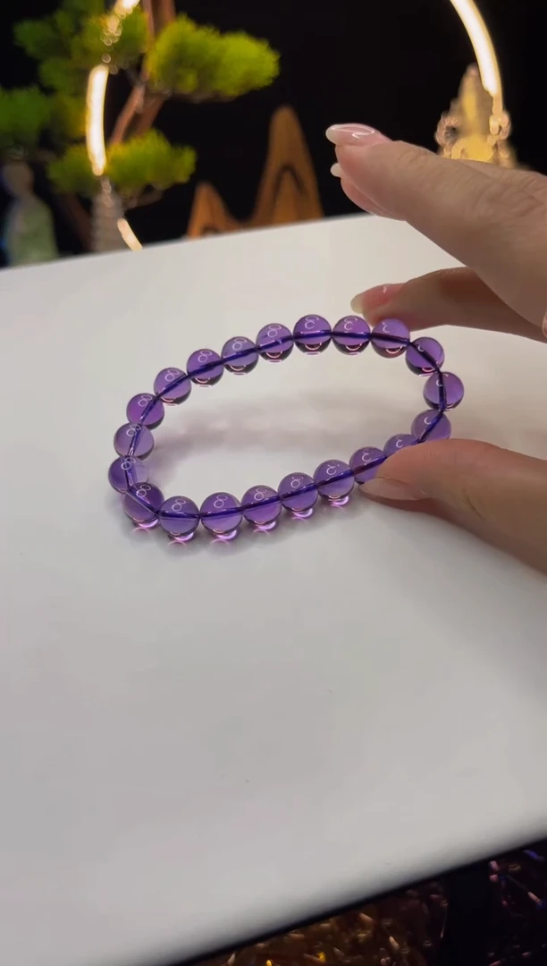 【闪购商品】紫晶手串未镶嵌天然紫水晶手串9mm+
