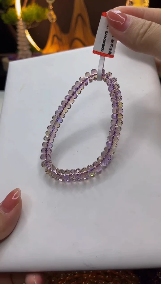 【闪购商品】水晶手链未镶嵌天然紫黄晶算盘切面手串7mm+