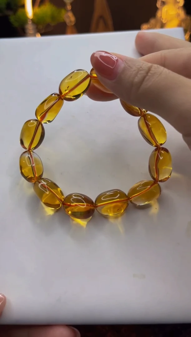 【闪购商品】黄晶手链未镶嵌天然巴西黄水晶随形手串12左右