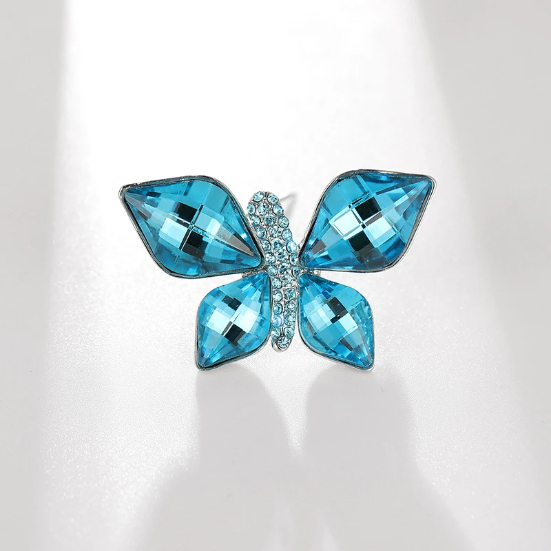 合金胸针 5150 海蓝蝴蝶 蓝色高档胸花别针 时尚轻奢连衣裙配饰品