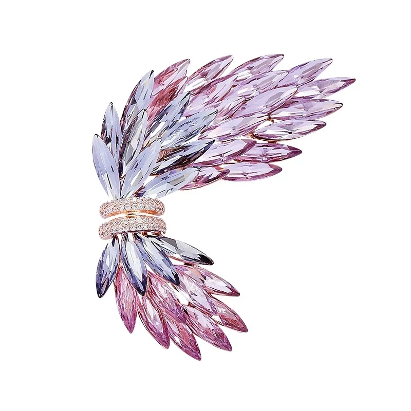 铜合金合成锆石胸针 9108 水晶翅膀 梦幻优雅高档百搭大衣胸花