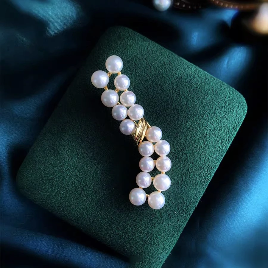 天然淡水珍珠胸针 6457 清河波道 M家同款西服胸花别针领针配饰