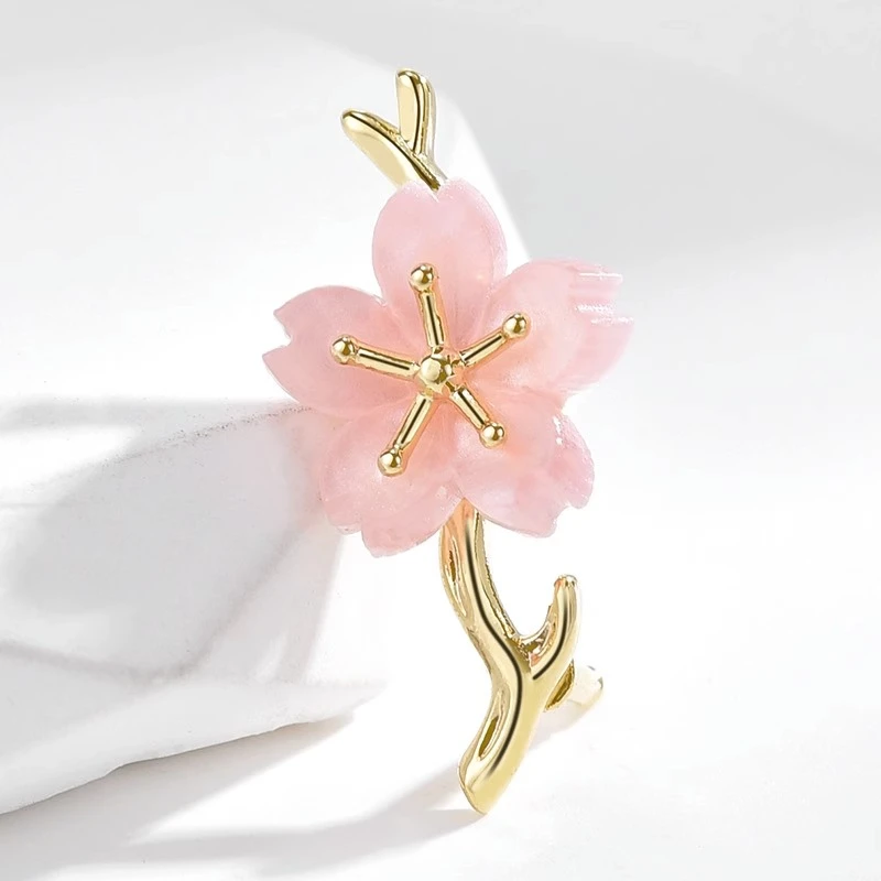 铜合金胸针 5200 粉色梅花 镀18K胸花领针刺马针 迷你可爱配饰品