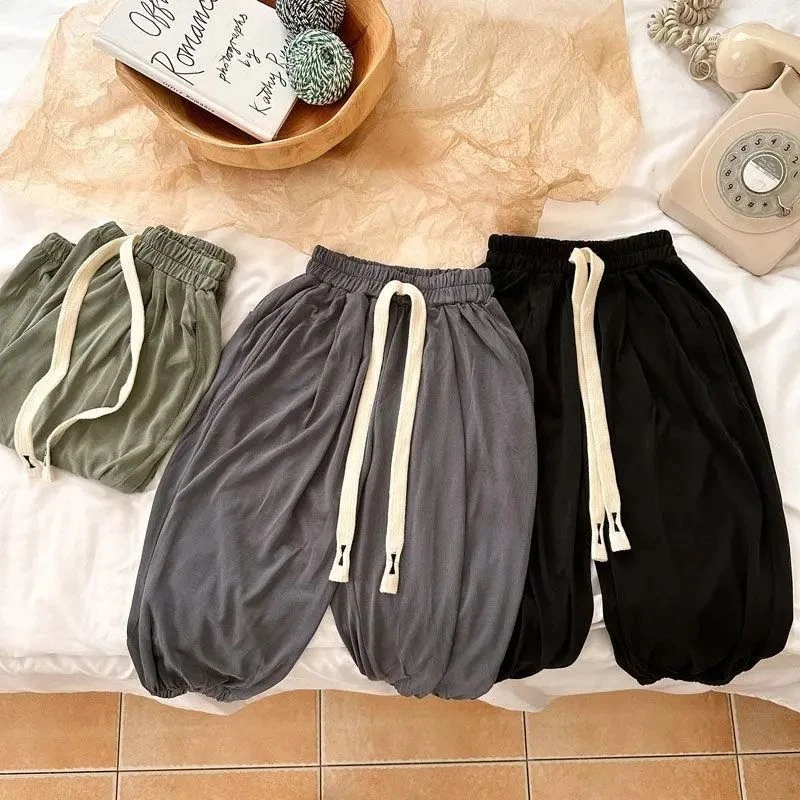 儿童抖抖裤夏季新款宽松丝柔软防蚊裤薄款夏装男女宝宝休闲束脚裤