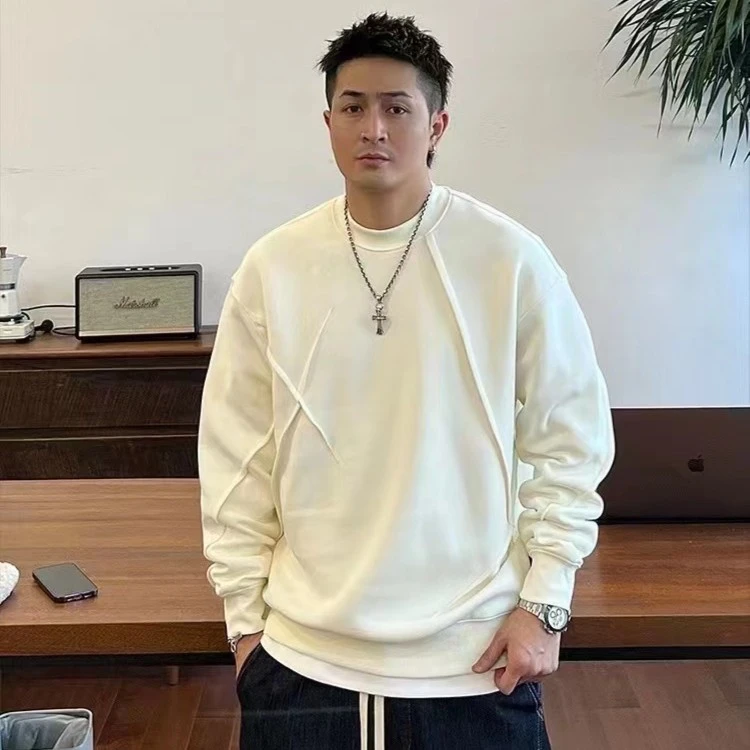 言希男装 高品质卫衣男秋冬新款长袖圆领潮流时尚打底男上衣6097