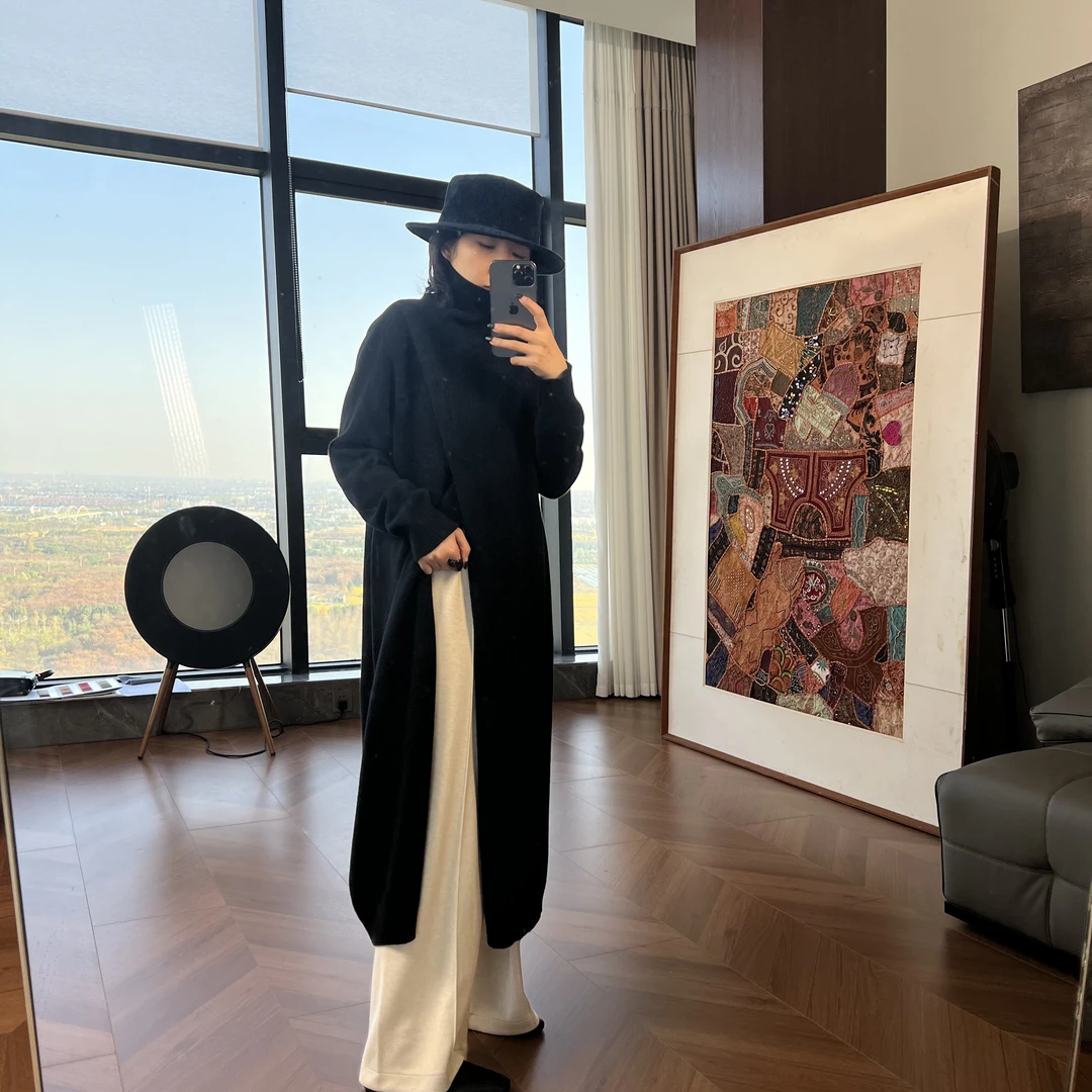 BENYI/本异女【女星私服】针织100绵羊毛时尚休闲高领连衣裙百搭