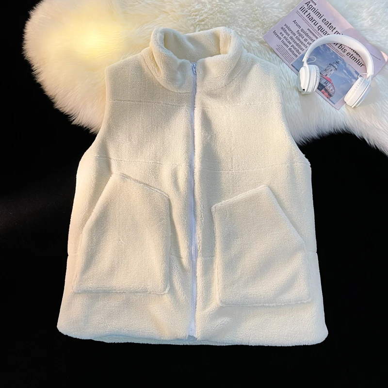 男士棉服羊羔绒加绒马甲女冬外搭2023新款设计感工装马夹无袖外套