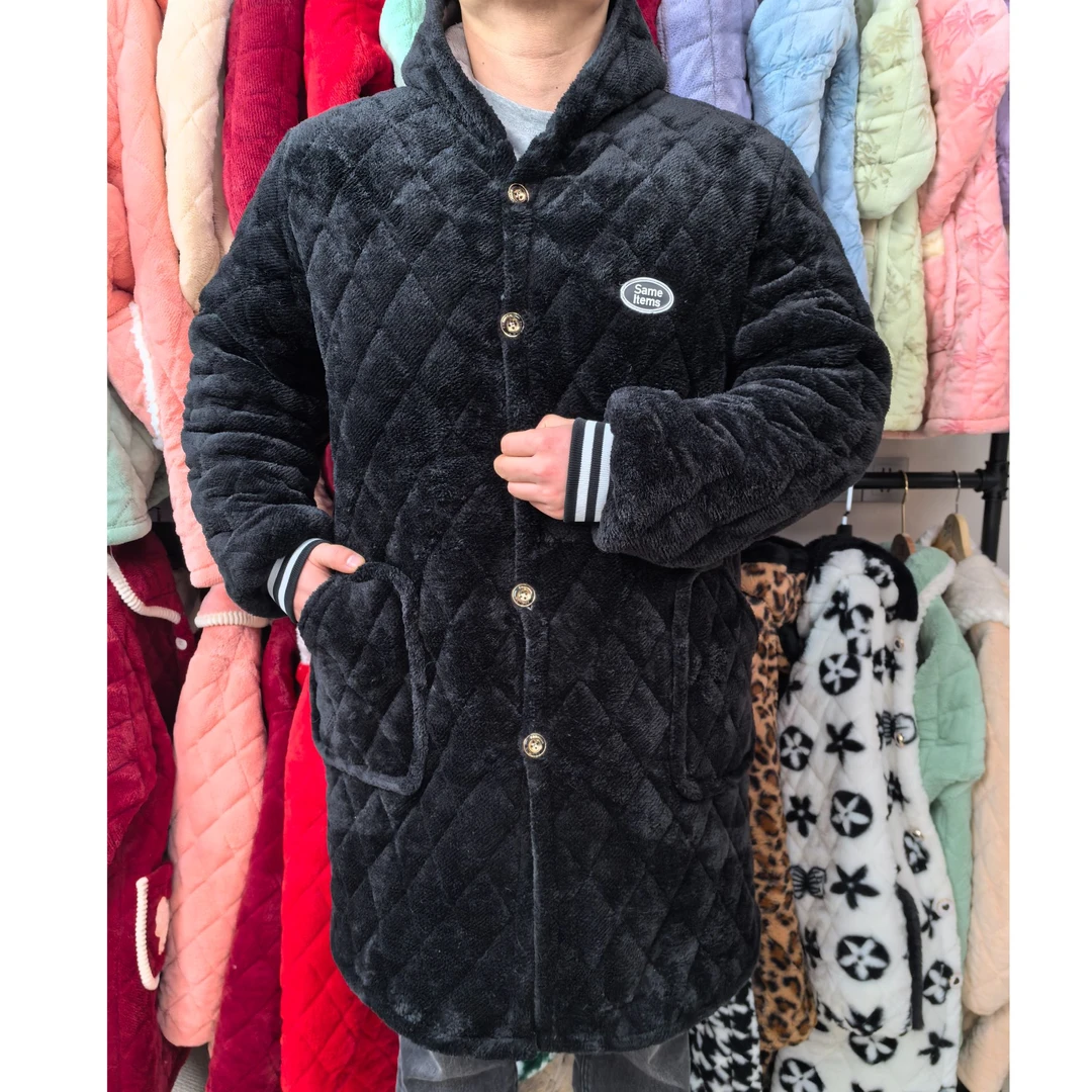 加绒加厚男款冬季棉衣中长款保暖外套大码工作外出居家