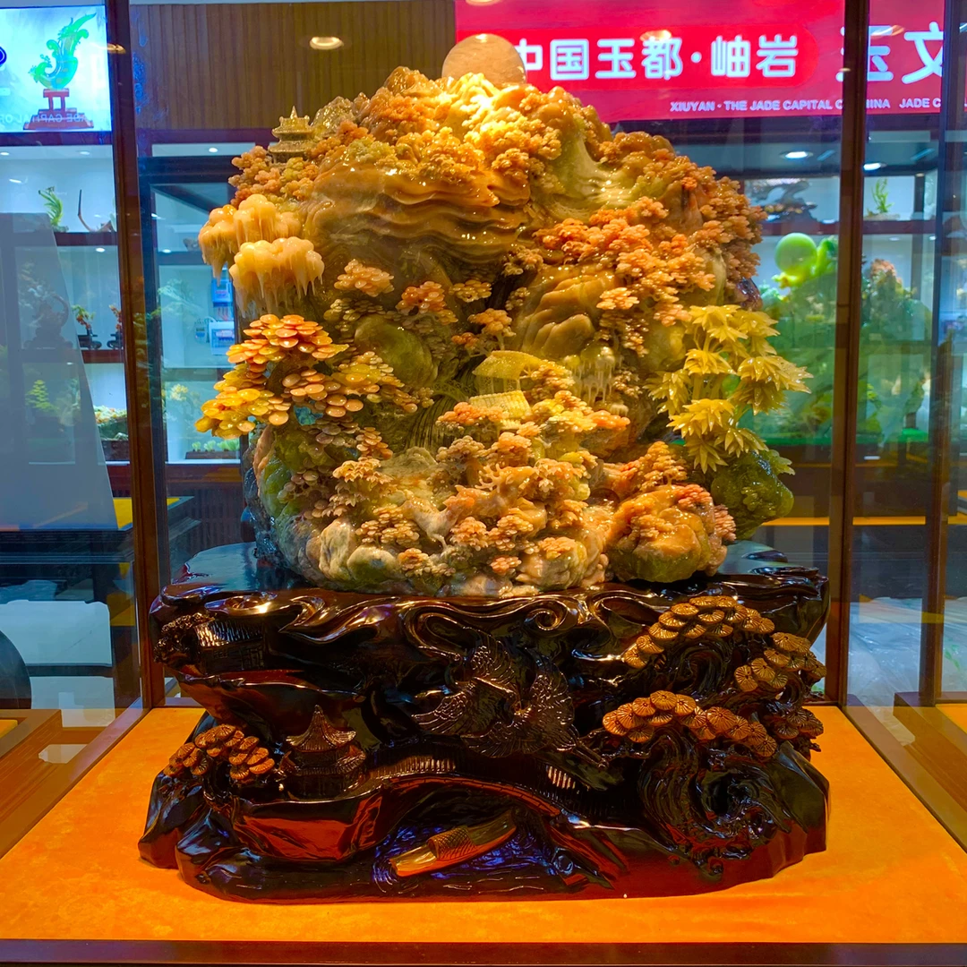 岫玉山水 大山水摆件 手工雕刻  岫岩玉大气