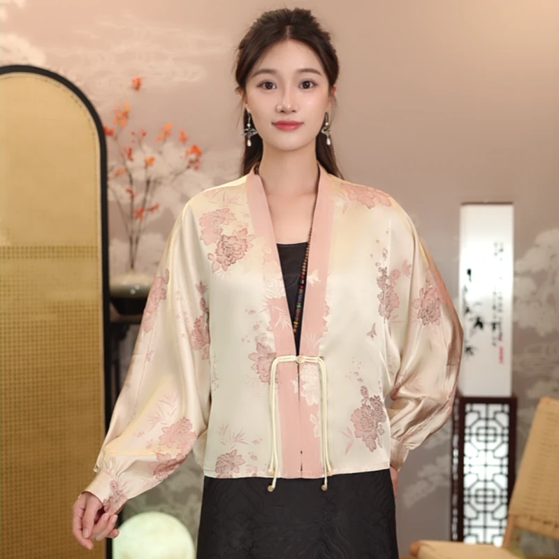 L1116新中式女士国风蝙蝠袖开衫国风双面穿时尚气质古风夏季日常