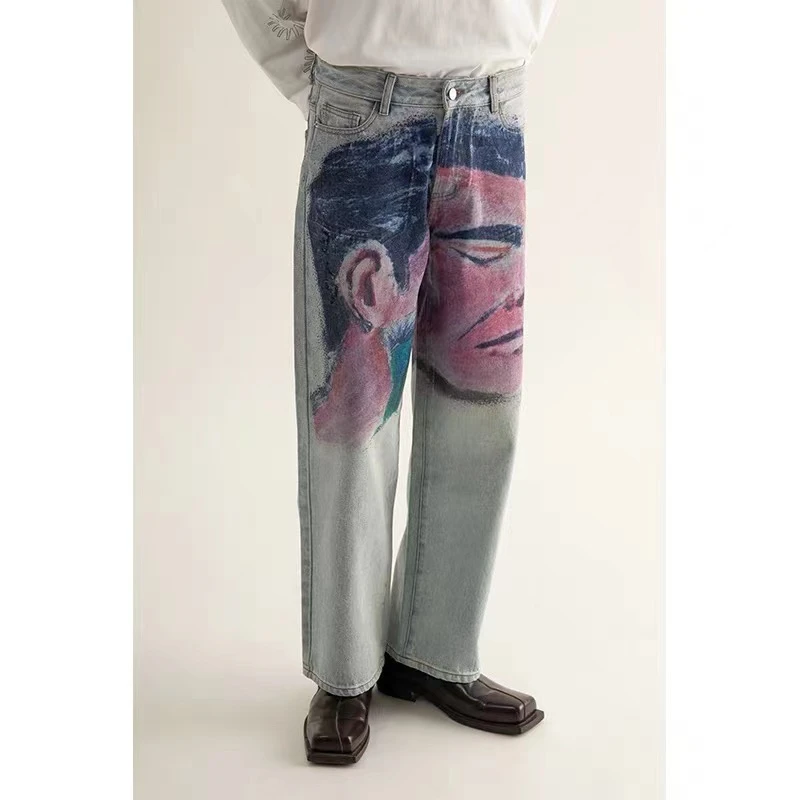 CONP 22AW Shaved painting jeans 在刮胡子的男人喷绘牛仔 印花