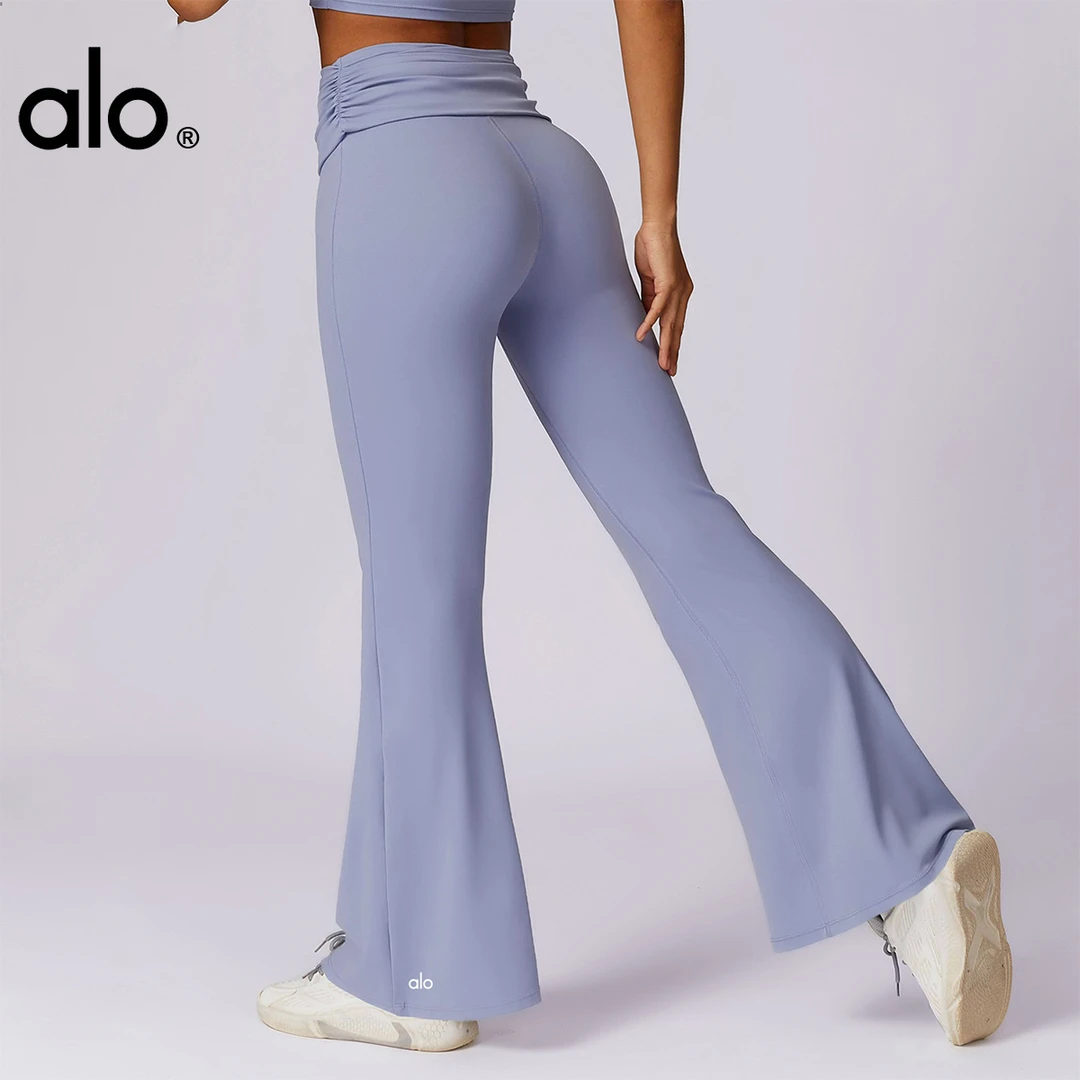 Alo 普拉提瑜伽裤女宽松阔腿喇叭裤速干提臀舞蹈休闲裤运动2024款