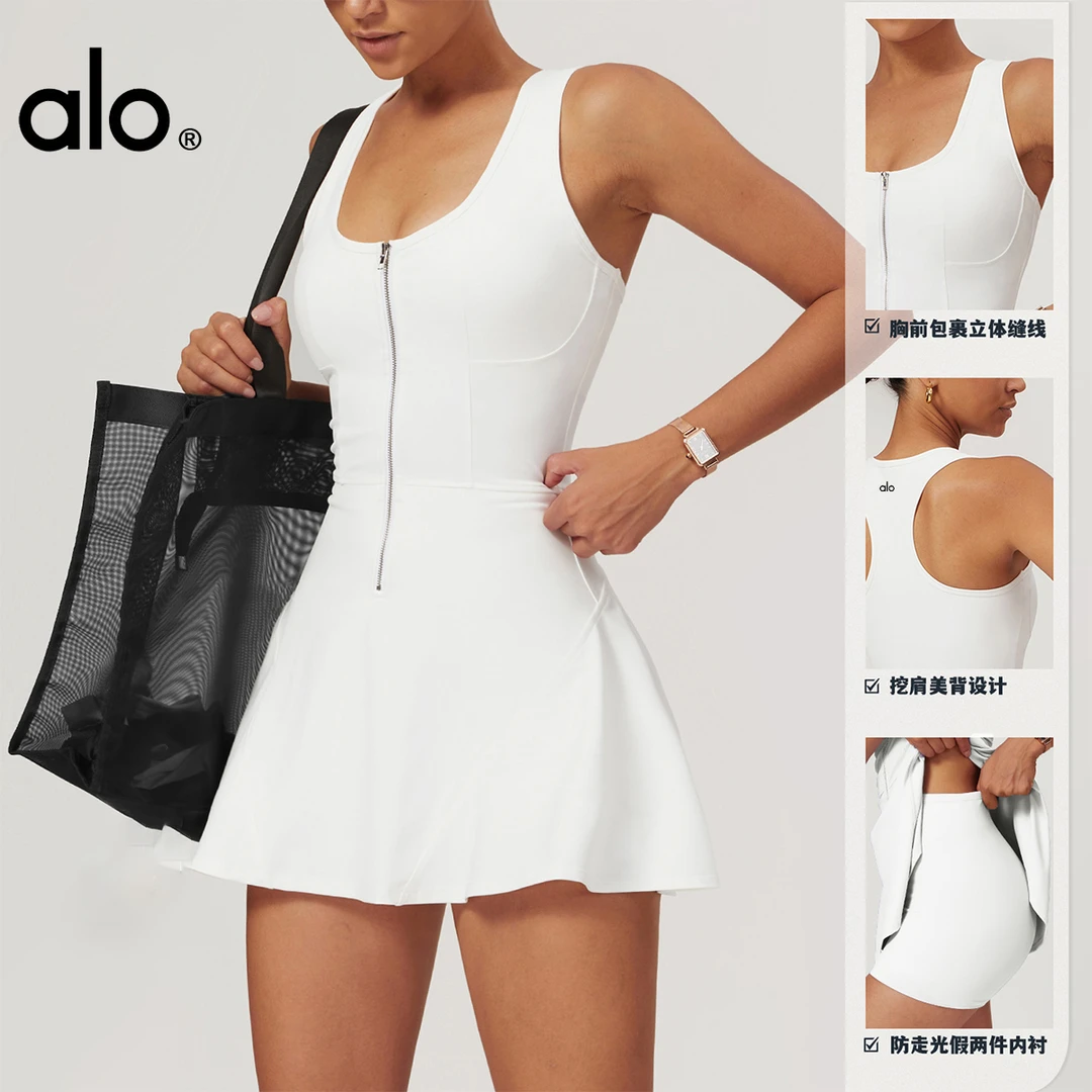 alo 高尔夫网球服女收腹显瘦连衣裙运动跑步健身裙防走光夏季新款