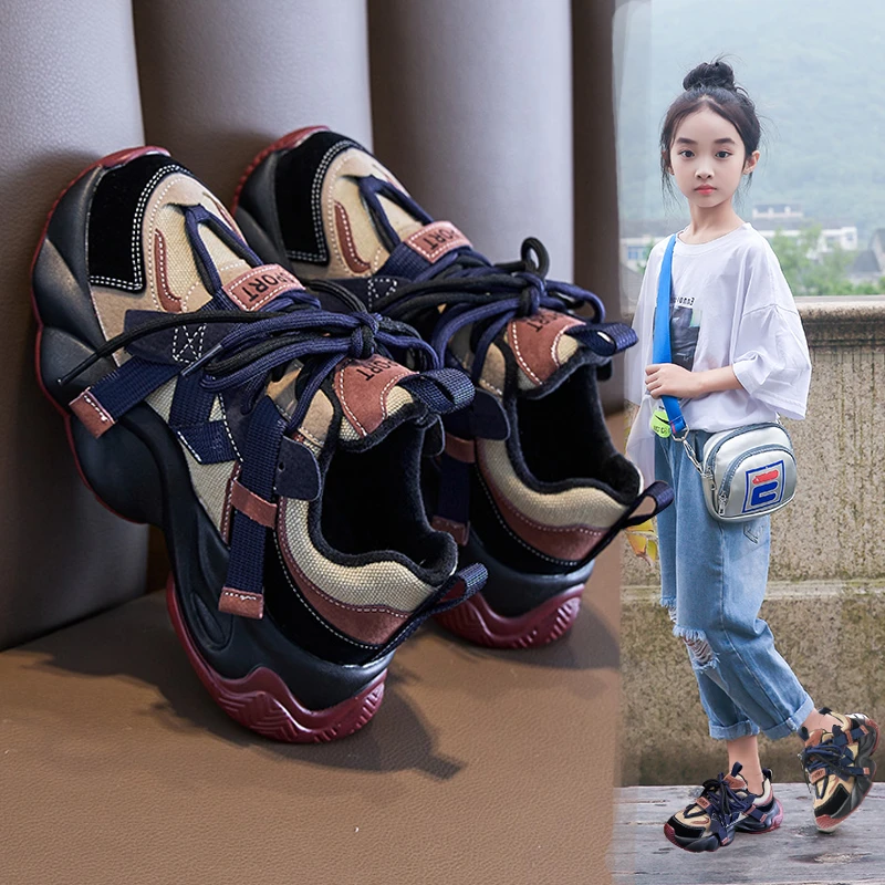 女童运动鞋2024秋冬新款加绒跑步二棉网红软底老爹鞋棉鞋儿童鞋子