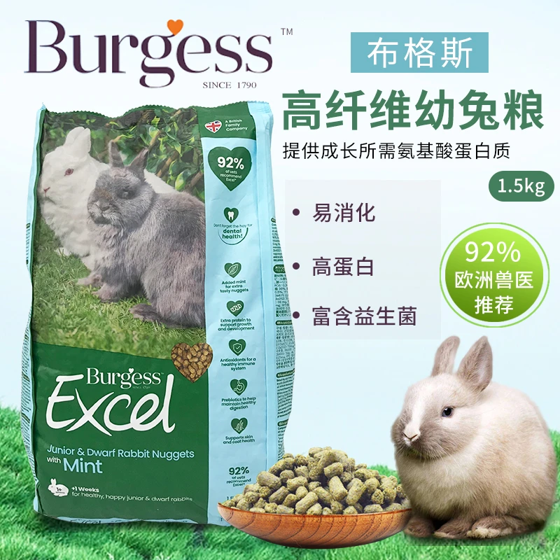 英国布格斯幼年兔粮英国进口Burgess高纤维营养兔粮