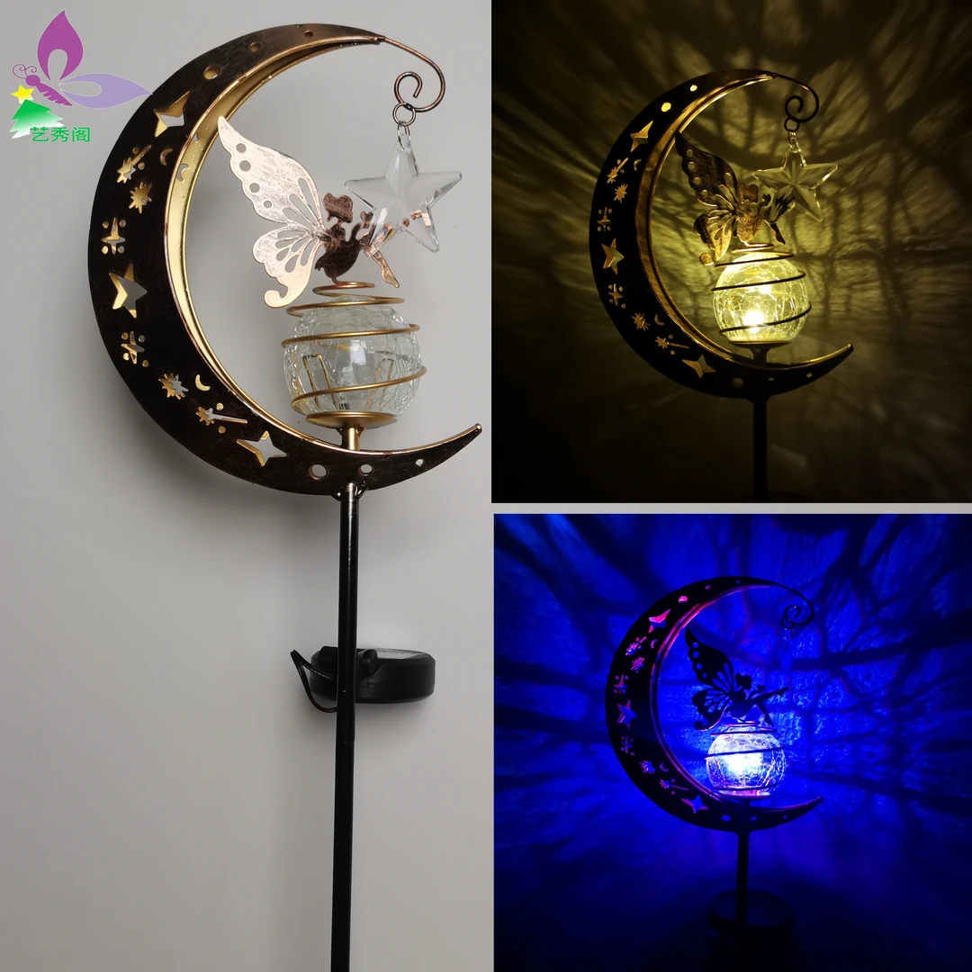 户外太阳能花园装饰复古月亮镂空庭院月亮灯装饰高档简约复古