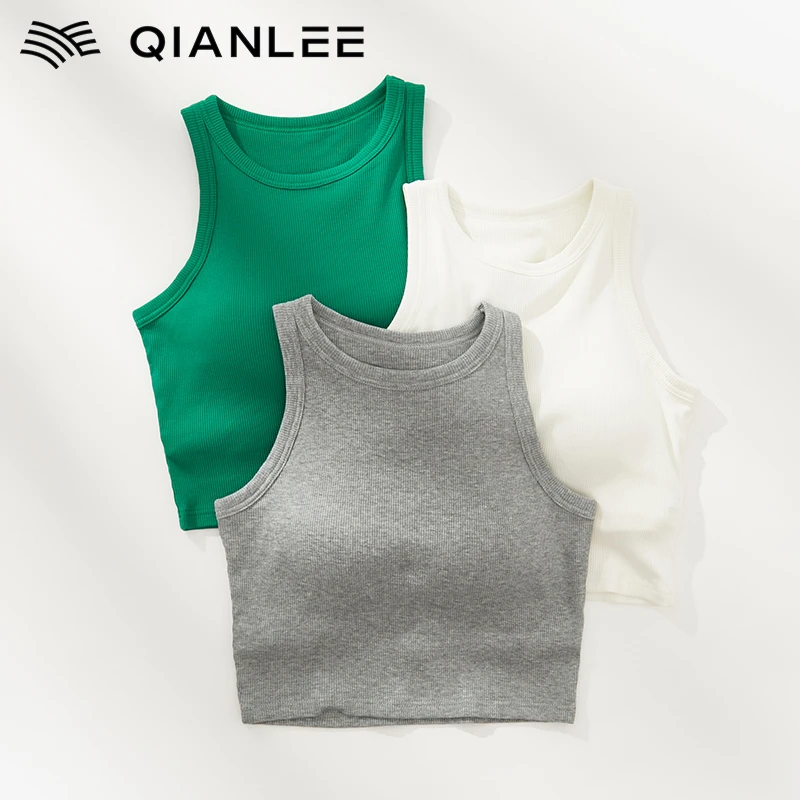 浅力短款背心女带胸垫免穿文胸内搭打底露脐美背吊带小背心可外穿