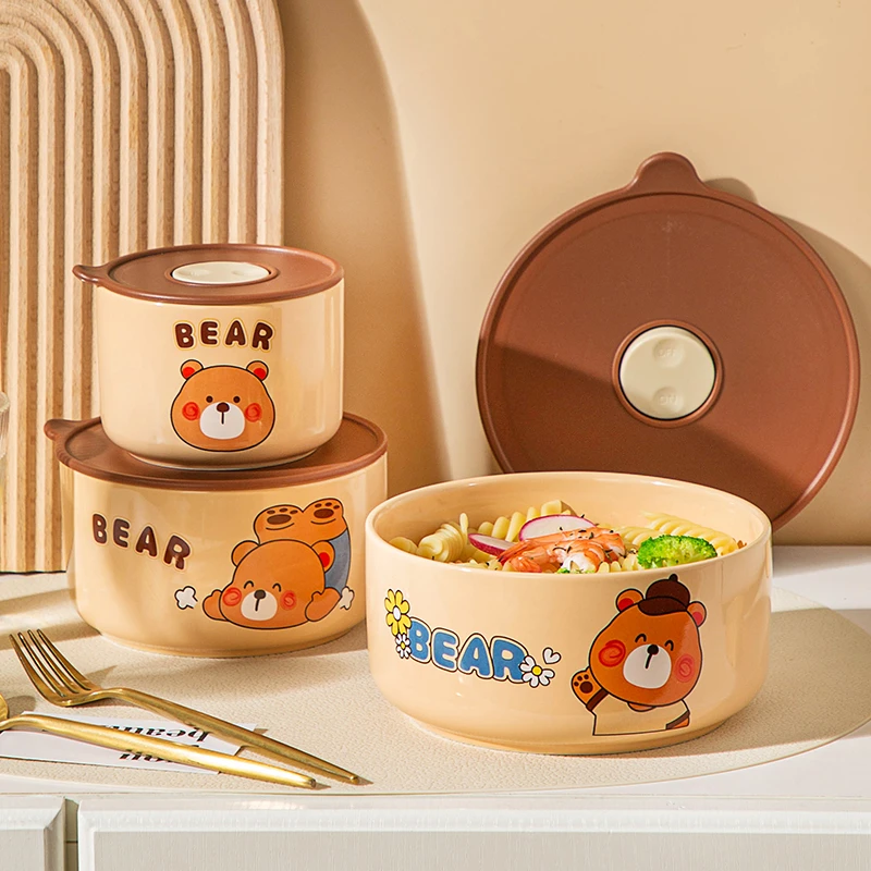 陶瓷饭盒带饭神器盒学生分格盒微波炉加热韩式水果碗上班族便当盒