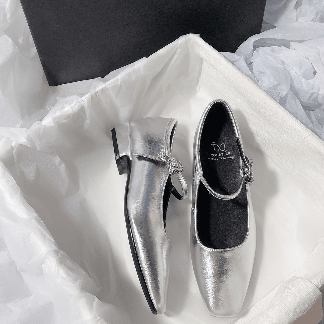 森屿海巷 时尚风方头粗跟钻扣绝美百搭玛丽珍低跟通勤百搭女单鞋