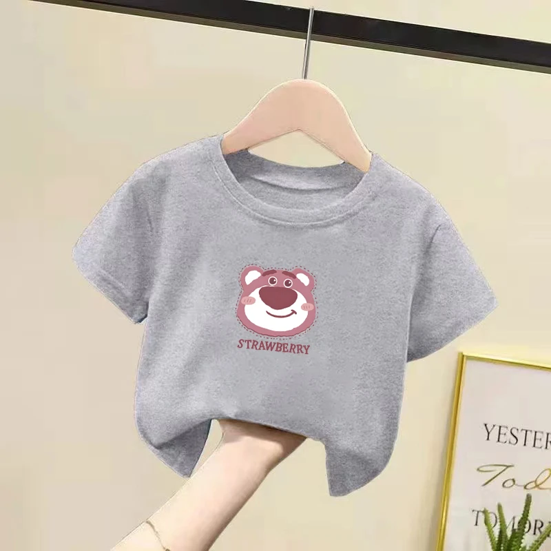 女童短袖t恤儿童夏装新款洋气童装纯棉草莓熊打底衫半袖宝宝上衣t