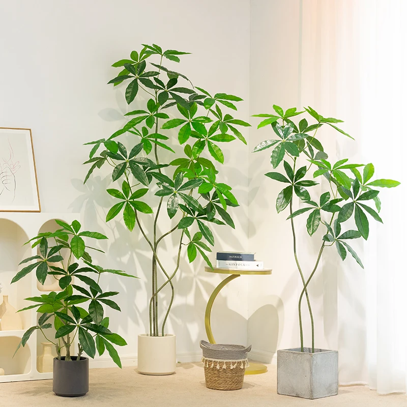 仿真发财树轻奢仿生绿植室内布景阳台装饰植物摆件塑料假花树盆栽