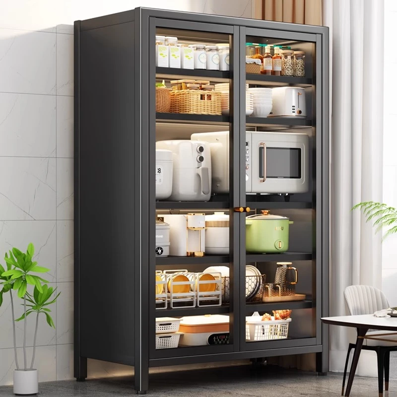 加厚厨房落地置物架加深多层家用收纳柜多功能餐边柜微波炉储物柜
