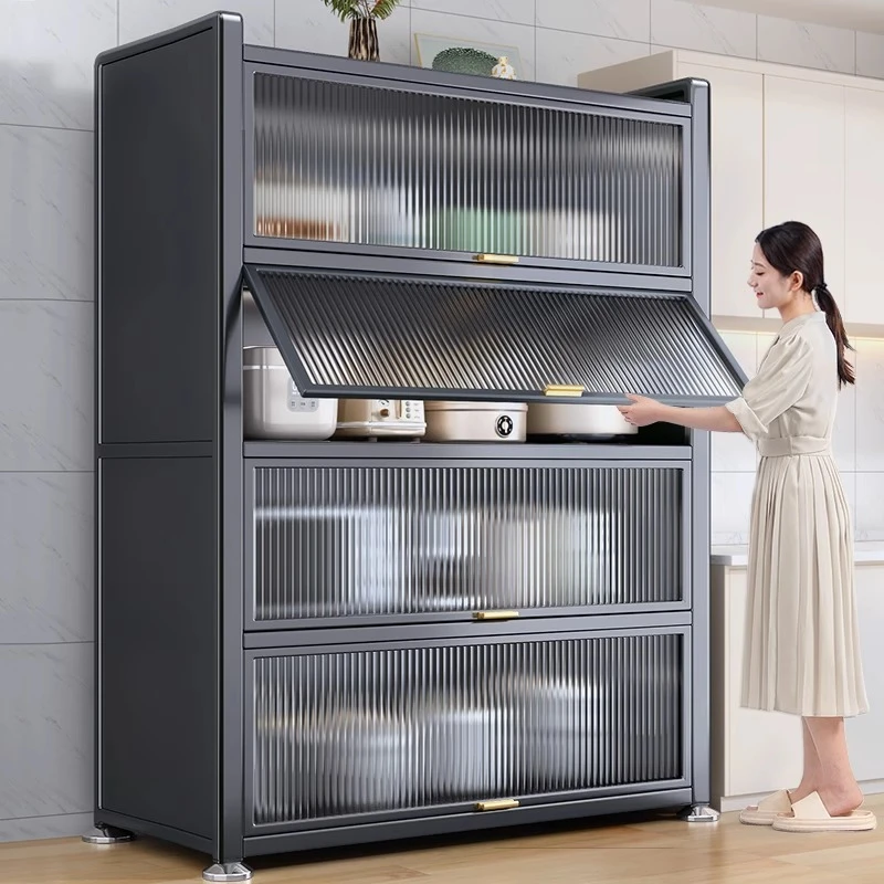 厨房落地置物架家用客厅防尘收纳柜多功能碗柜餐边柜橱柜储物柜