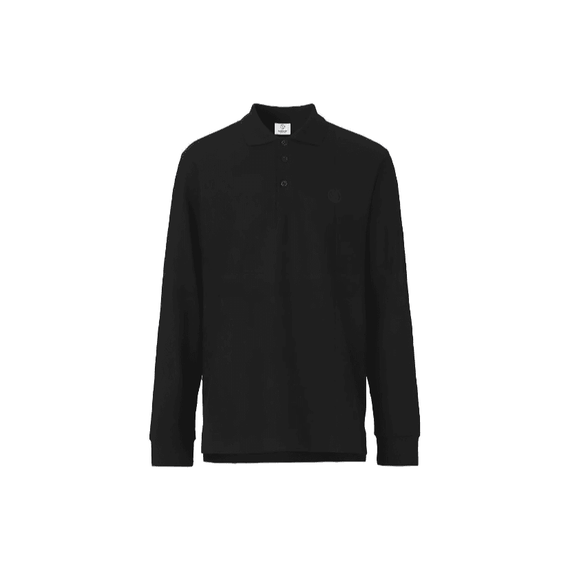 全新未使用 BURBERRY/博柏利 黑色TB字母标长袖Polo衫 Mls30018