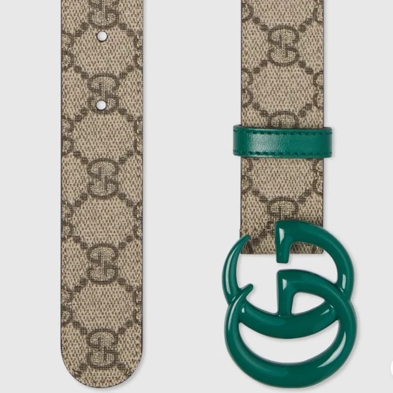 全新未使用 GUCCI/古驰 marmont 腰带经典老花拼绿 WBE30006