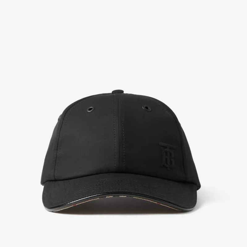 全新未使用 BURBERRY/博柏利 黑色TB标轻薄嘎巴甸棒球帽 Mac30178