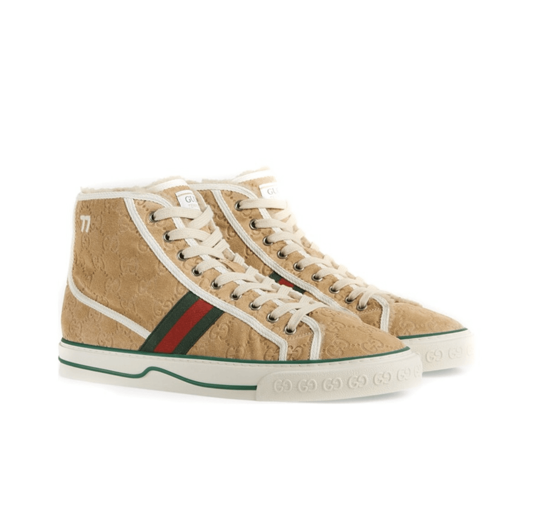 全新未使用 GUCCI/古驰 Gucci 男士浅棕高帮休闲鞋 MCS20010