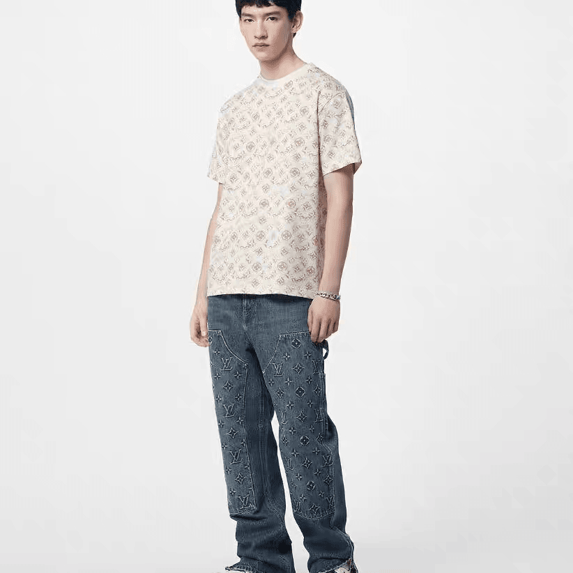 全新未使用 LouisVuitton/路易威登 男士满logo短袖T恤  mts10354