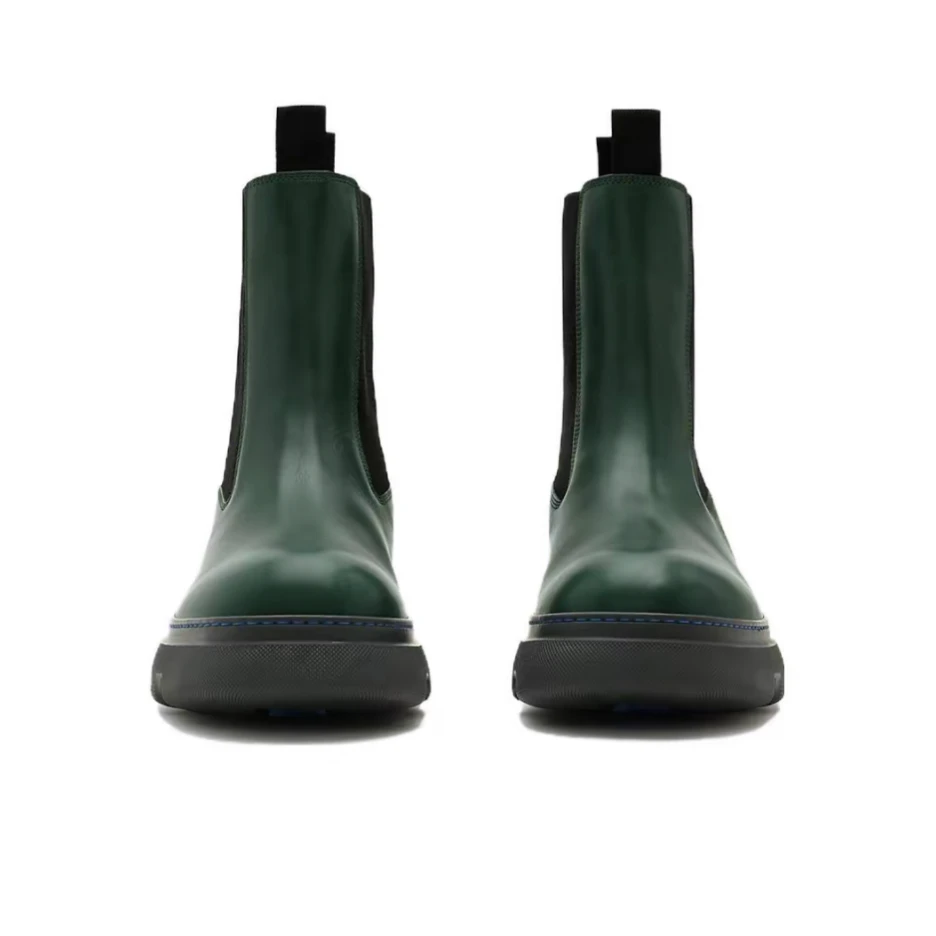 全新未使用 BURBERRY/博柏利 藤蔓绿中筒切尔西靴 MEA30118
