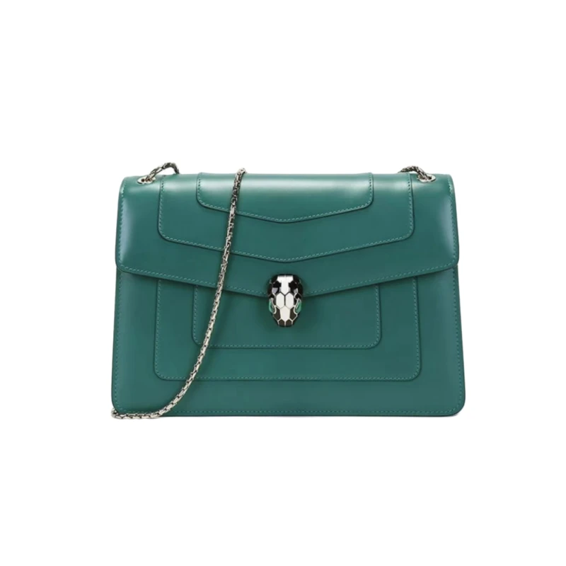 99新 BVLGARI/宝格丽 Serpenti Forever 蛇头绿色 中号/小号