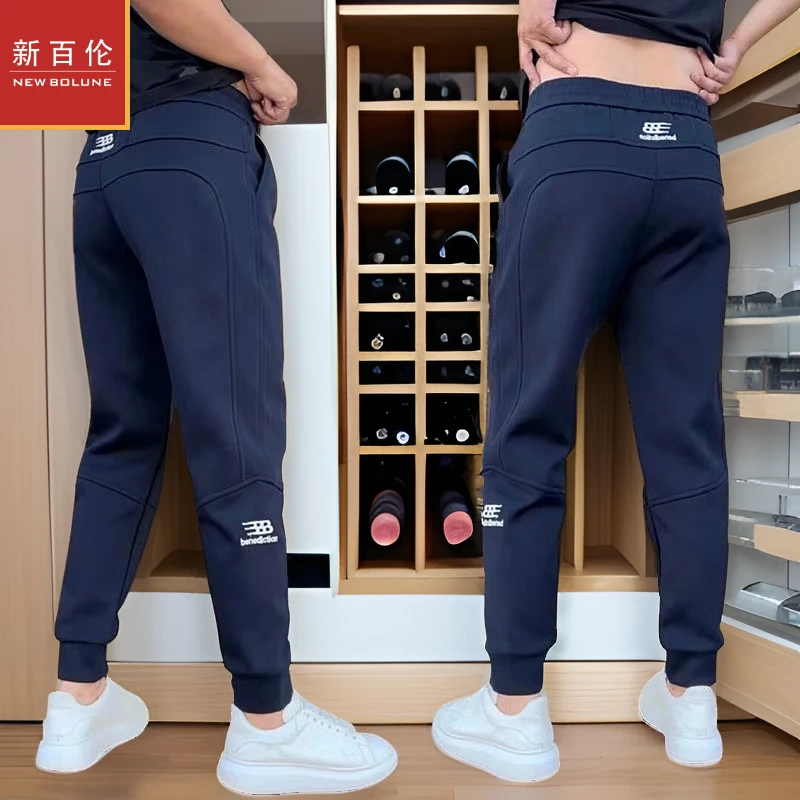新百伦秋冬季新款束脚休闲裤男款修身显瘦潮流拼接运动宽松卫裤