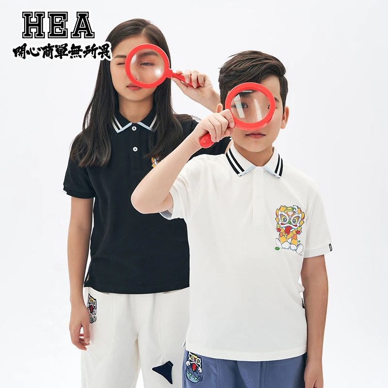 【商场同款】HEA  国潮醒狮休闲街头童装男女同款儿童POLO短袖T恤
