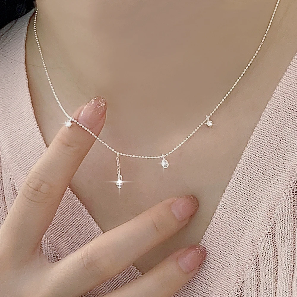 坠链均925银 【星河予你】水滴流苏项链女设计感小众ins风锁骨链N95
