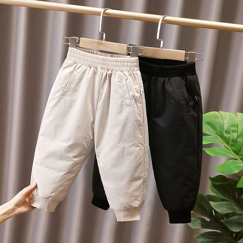 巴吧啦小童加厚羽绒裤男女童2023冬装白鸭绒新款宝宝保暖外穿裤子
