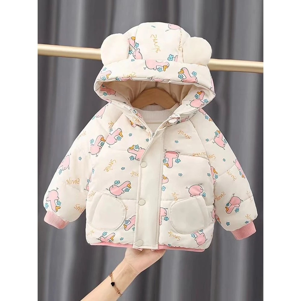 女童棉服加绒加厚儿童小棉袄中小童女宝宝冬装外套婴儿棉衣冬