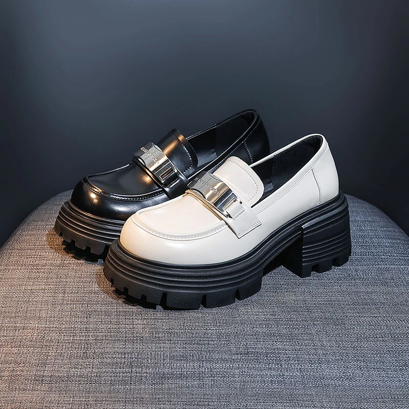 厚底乐福鞋女2024年秋冬季新款小皮鞋女松糕厚底增高学院风小皮鞋