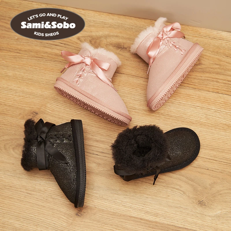 【小芭专属】039冬季雪地靴加绒男女宝儿童软底防滑保暖中大童